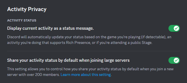Discord Activity Privacy Settings