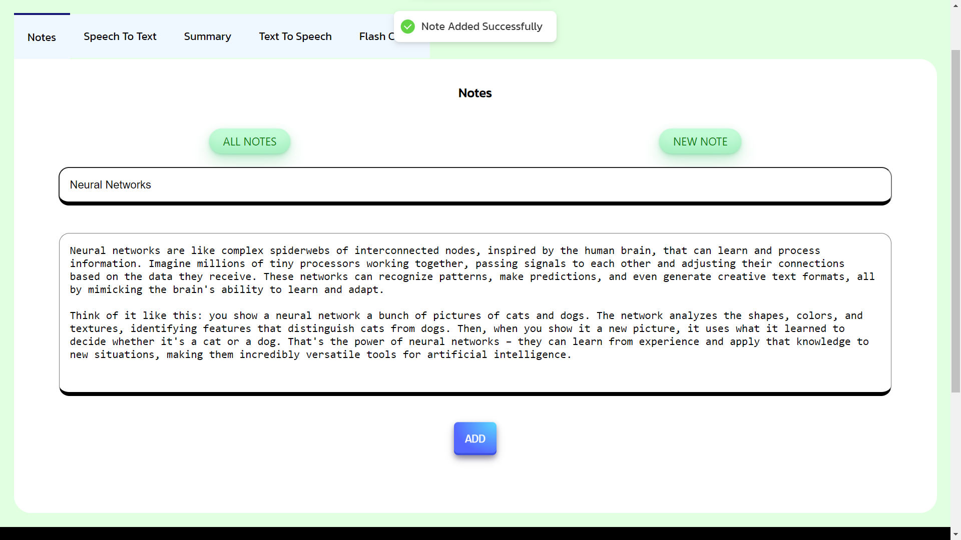 Create a Note Component