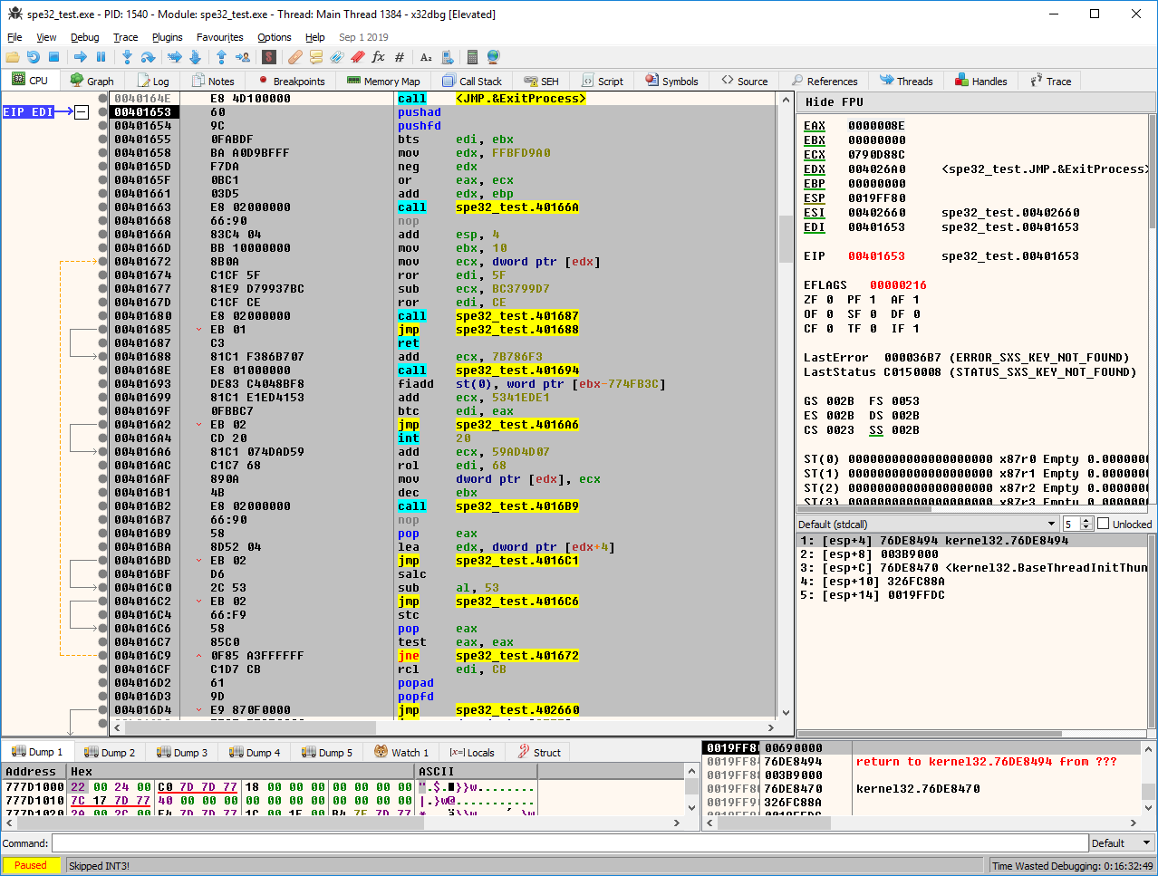 Polymorphic code in x86dbg debugger with junk instructions