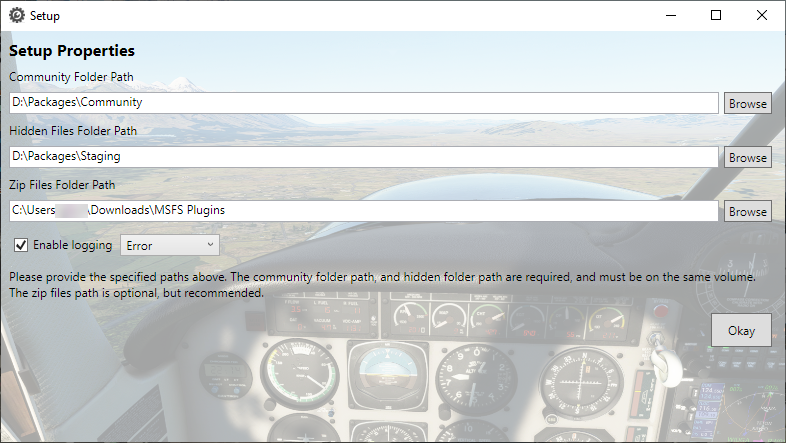 The Setup Window