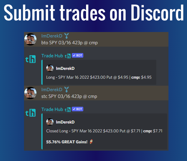 One-of-a-kind trade tracking & sharing Discord bot