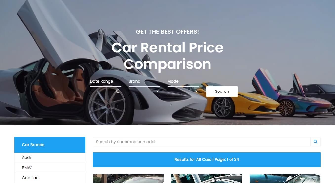 Car Rental Price Comparison Website