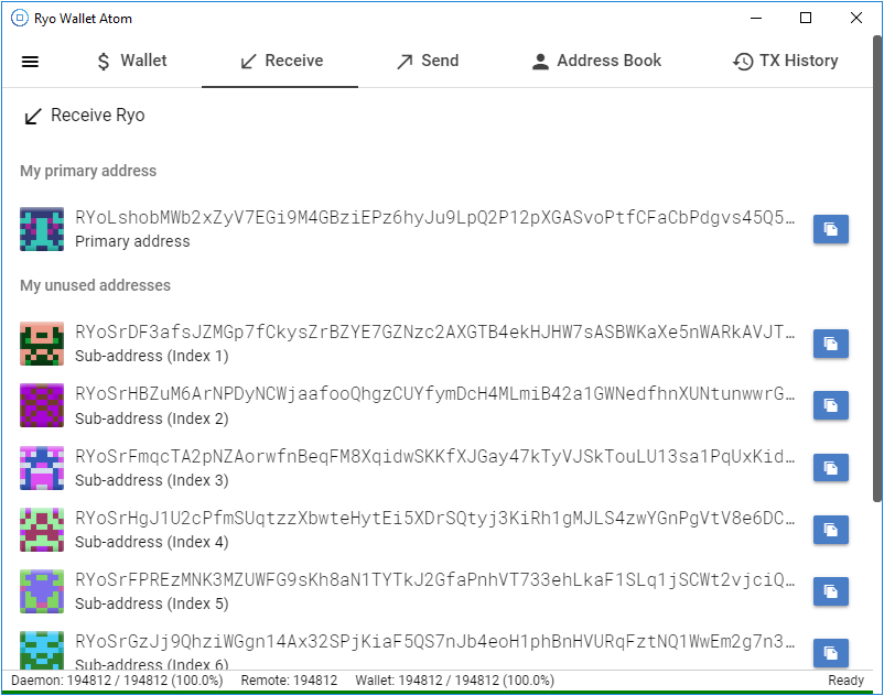 Ryo Wallet Screenshot