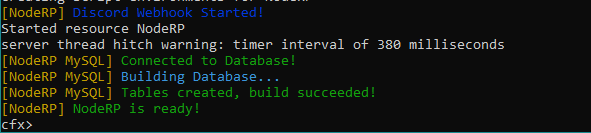 NodeRP Startup Messages First Time