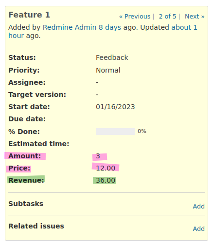 Redmine Computable Custom Field Example