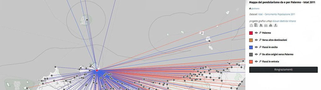 Mappa del pendolarismo da e per Palermo – Istat 2011