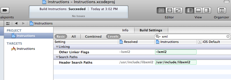 KissXML_Xcode4Setup5