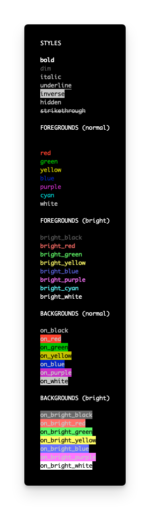 A screenshot of colors