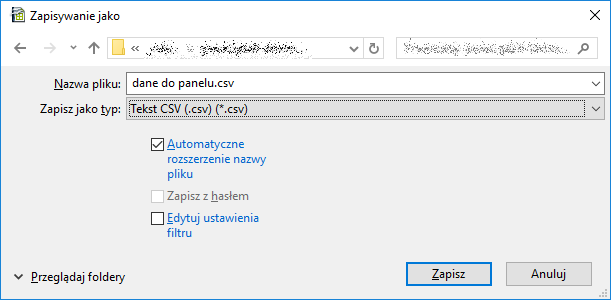 Zapisz jako CSV