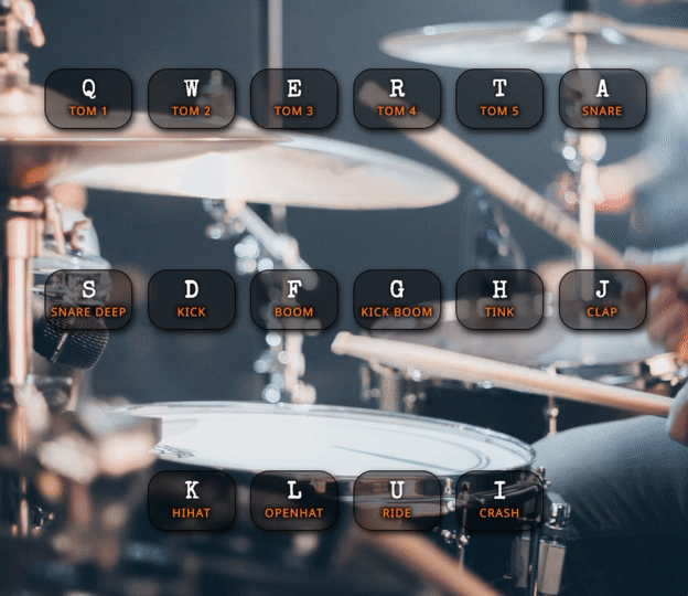 demo of keypresses on drum page