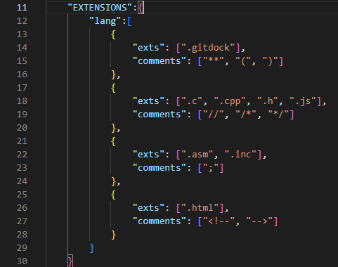 Configurações no config.json