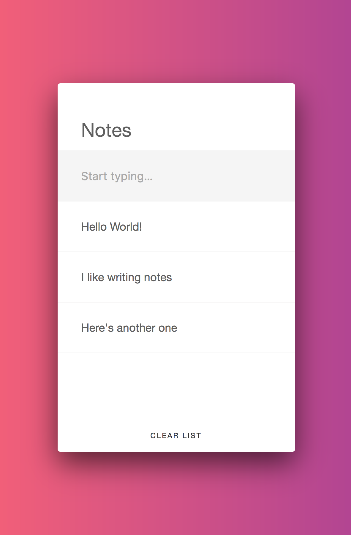 Notes app