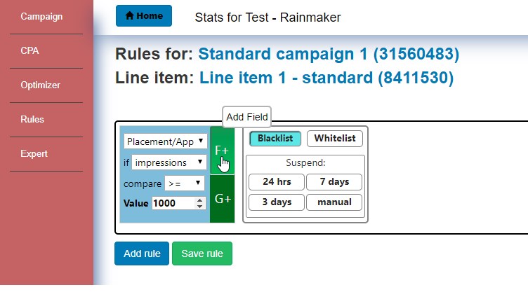 auto rule setup