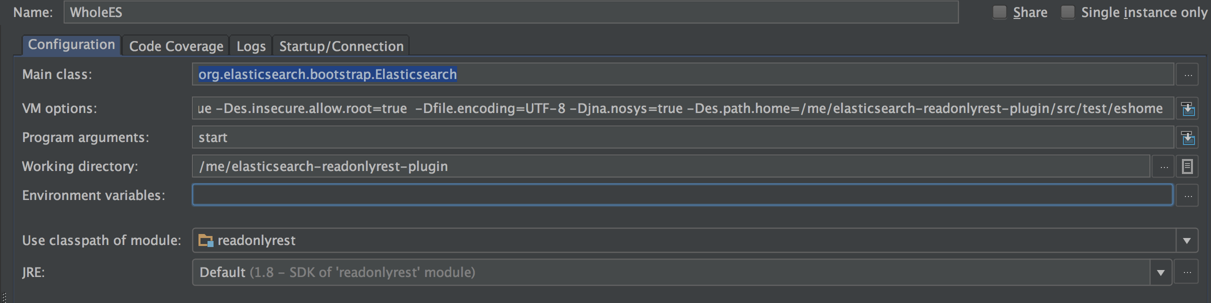 IntelliJ Idea Run Configuration