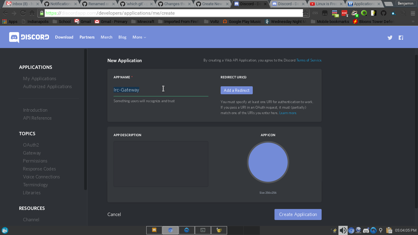 New Application Screen