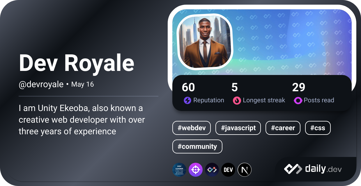 Dev Royale's Dev Card