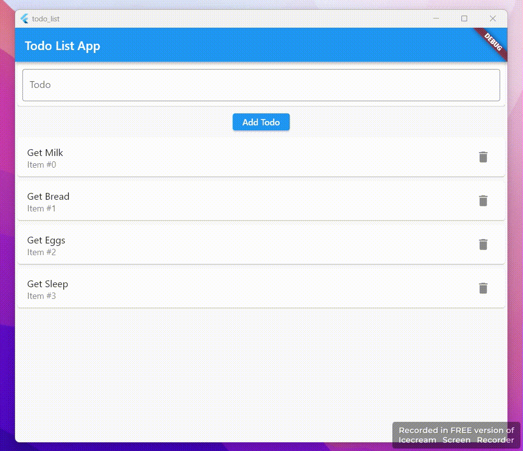 Flutter demo todolist app