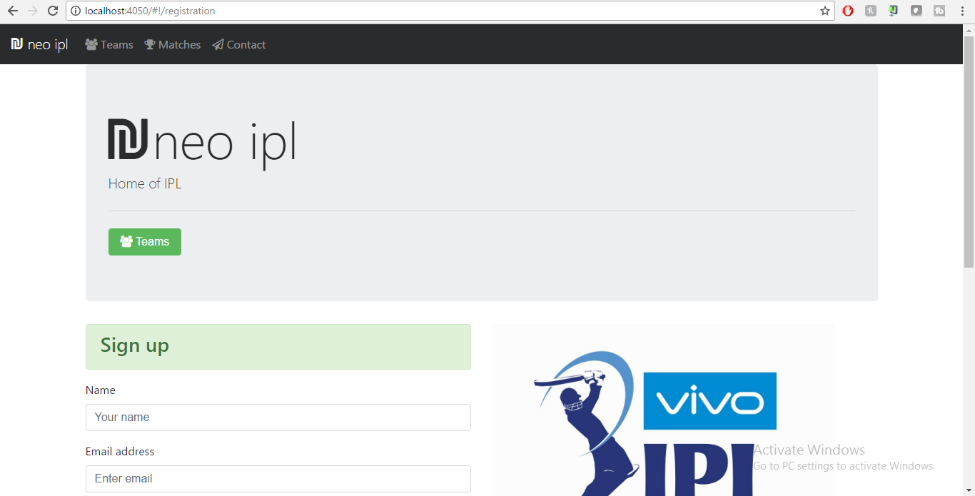 Registration page