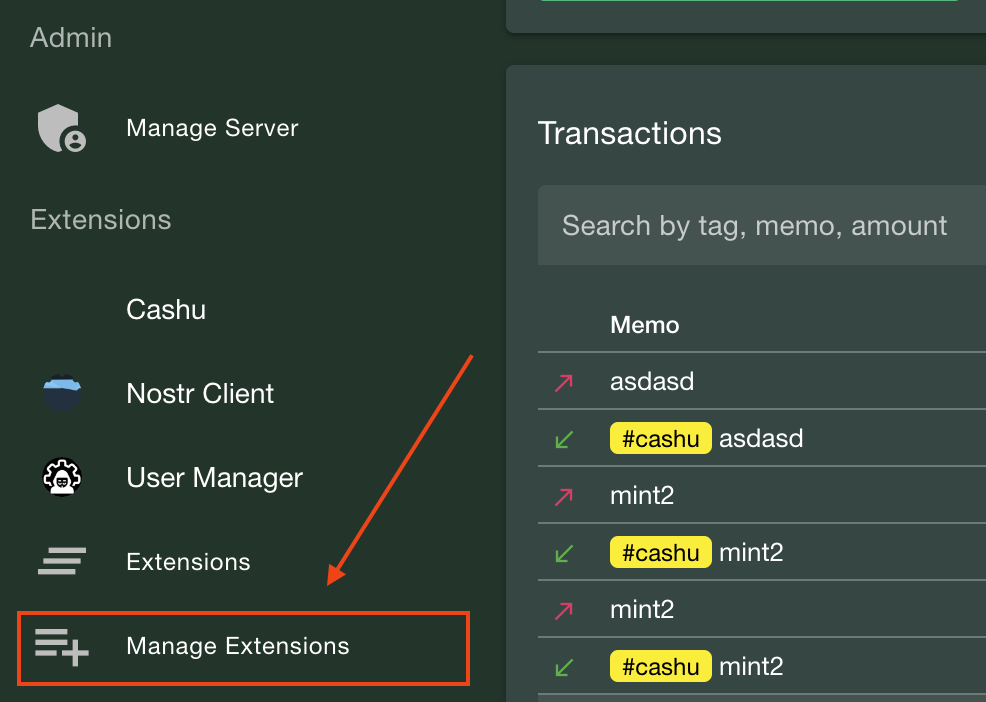 Manage extensions