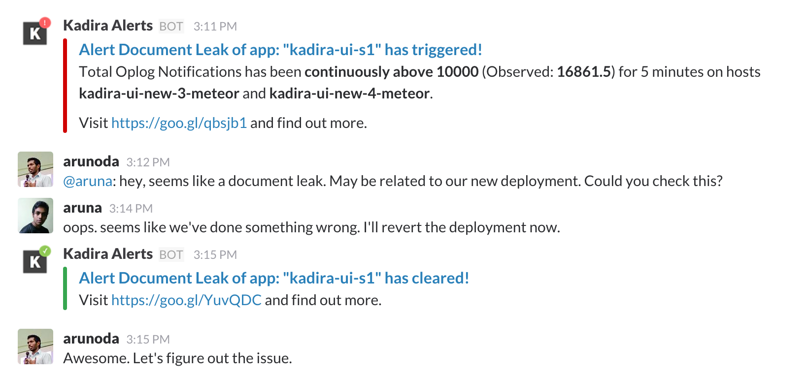 Kadira Alerts & Slack Integration