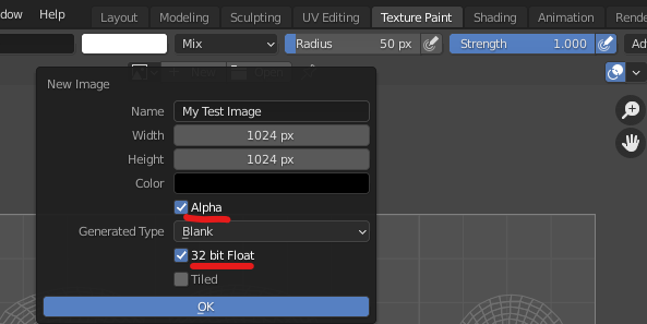 Create new image in Blender