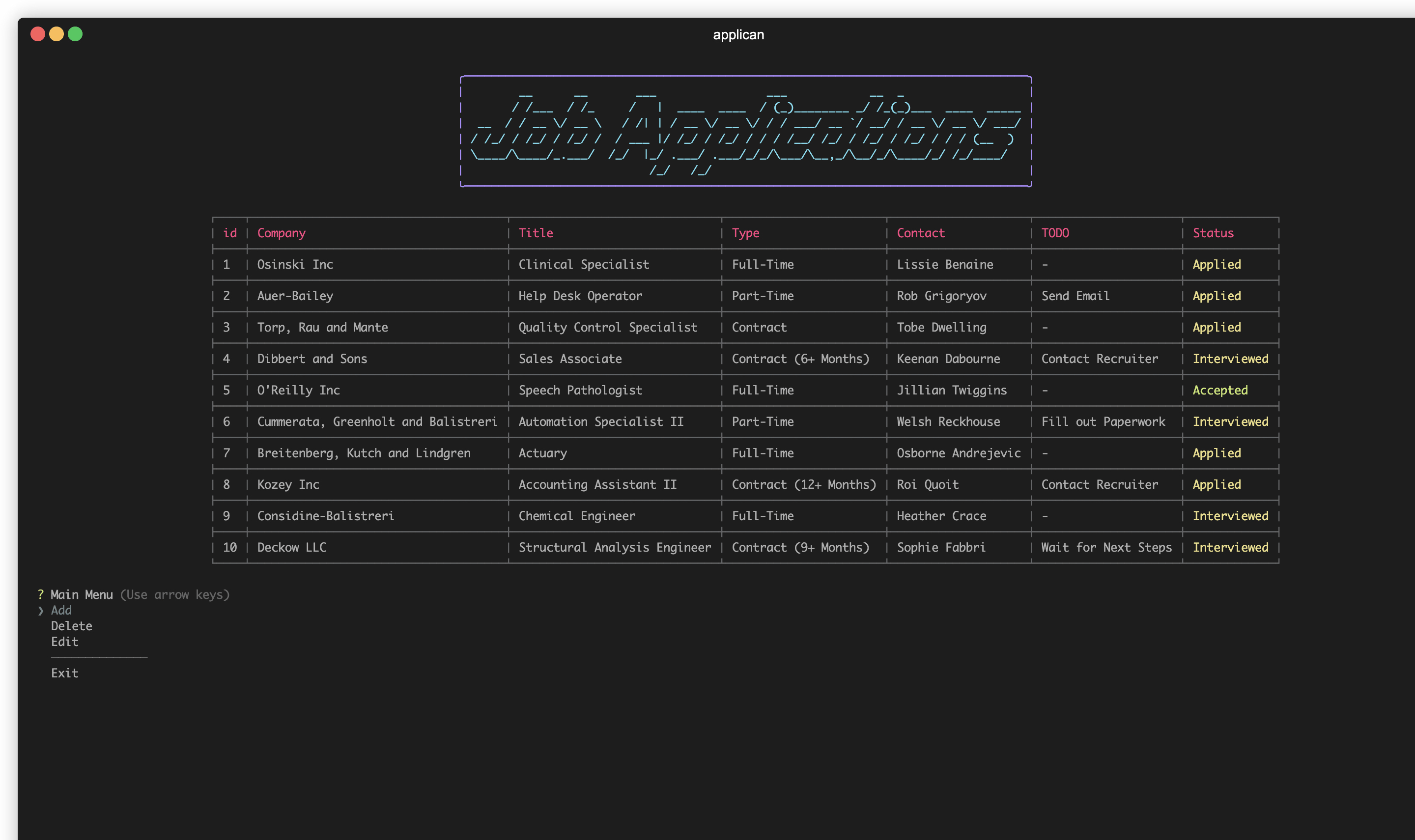 Job App Viewer Example