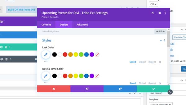 Upcoming Events for Divi - Tribe Ext Settings Style Settings