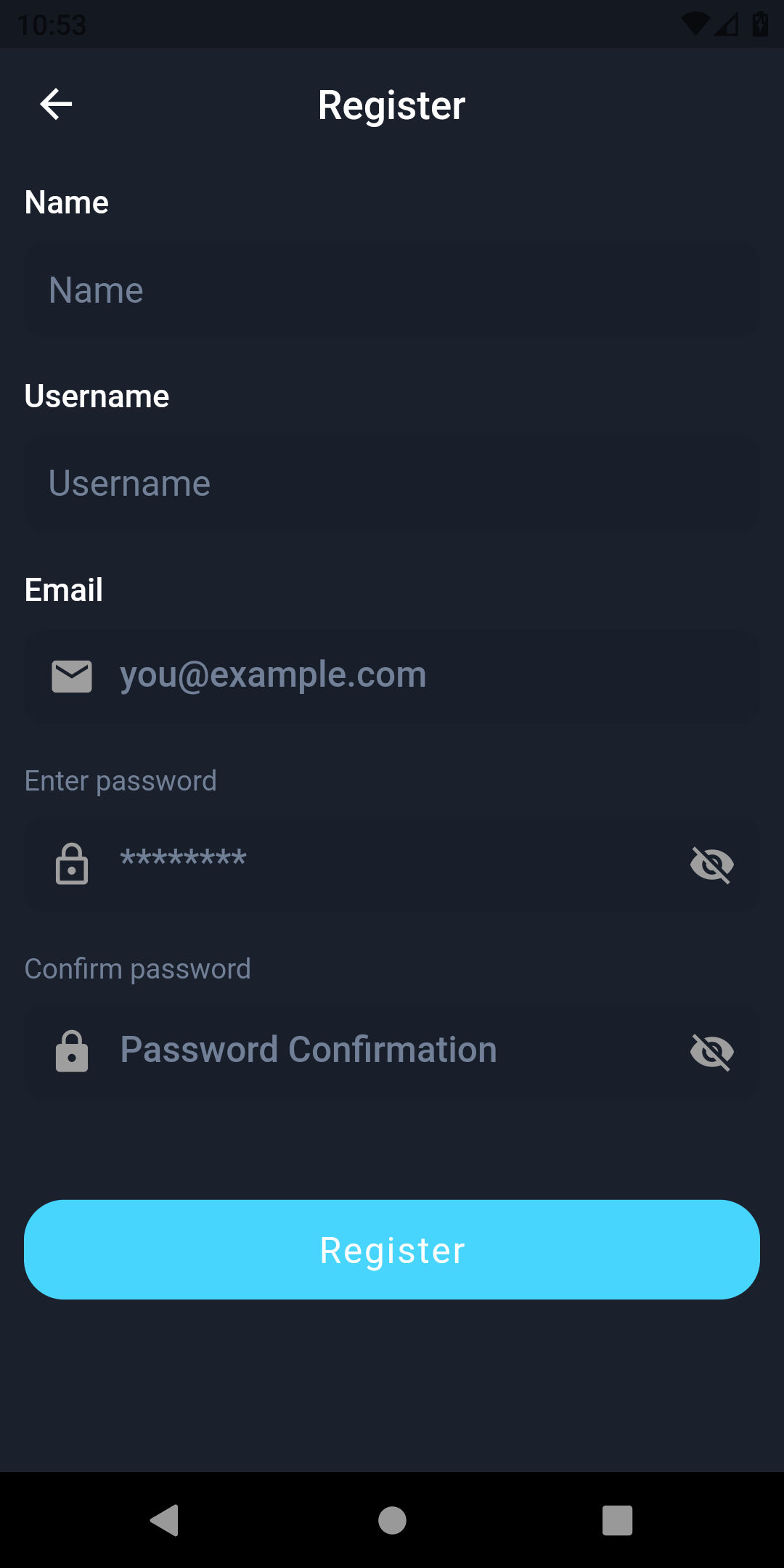 Register Screen