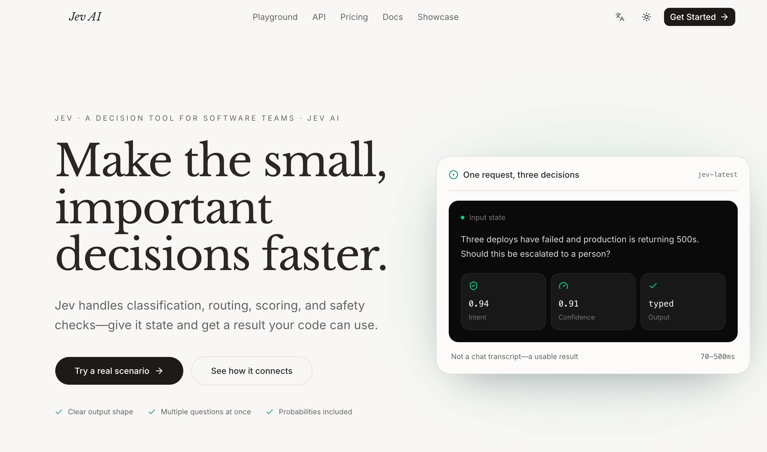 Jev AI — Typed Decisions for Software