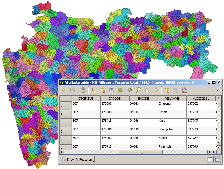 MH Villages on QGIS