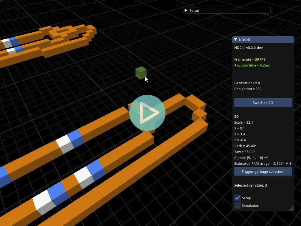 3D WireWorld XOR gate supporting 3-micron signals