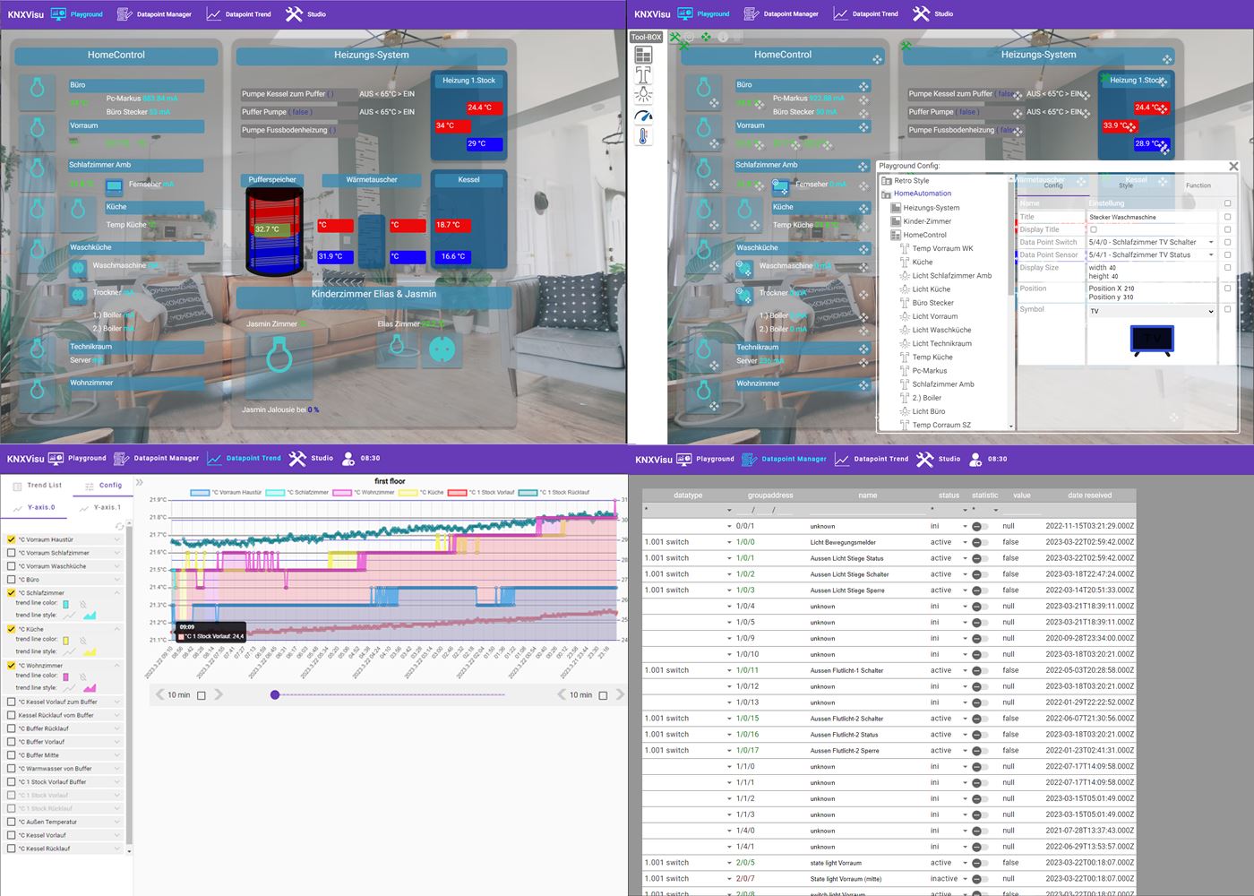 KNX-Pretty-View example view in edit mode