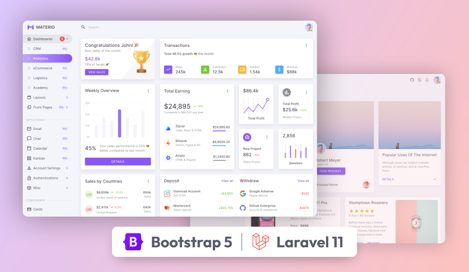 Materio - Bootstrap 5 HTML Laravel Admin Template Demo Screenshot