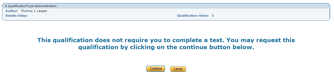 Request Qualification Screen