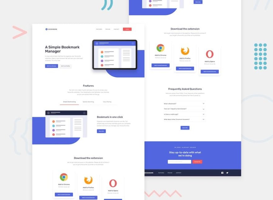 Design preview for the Bookmark landing page challenge