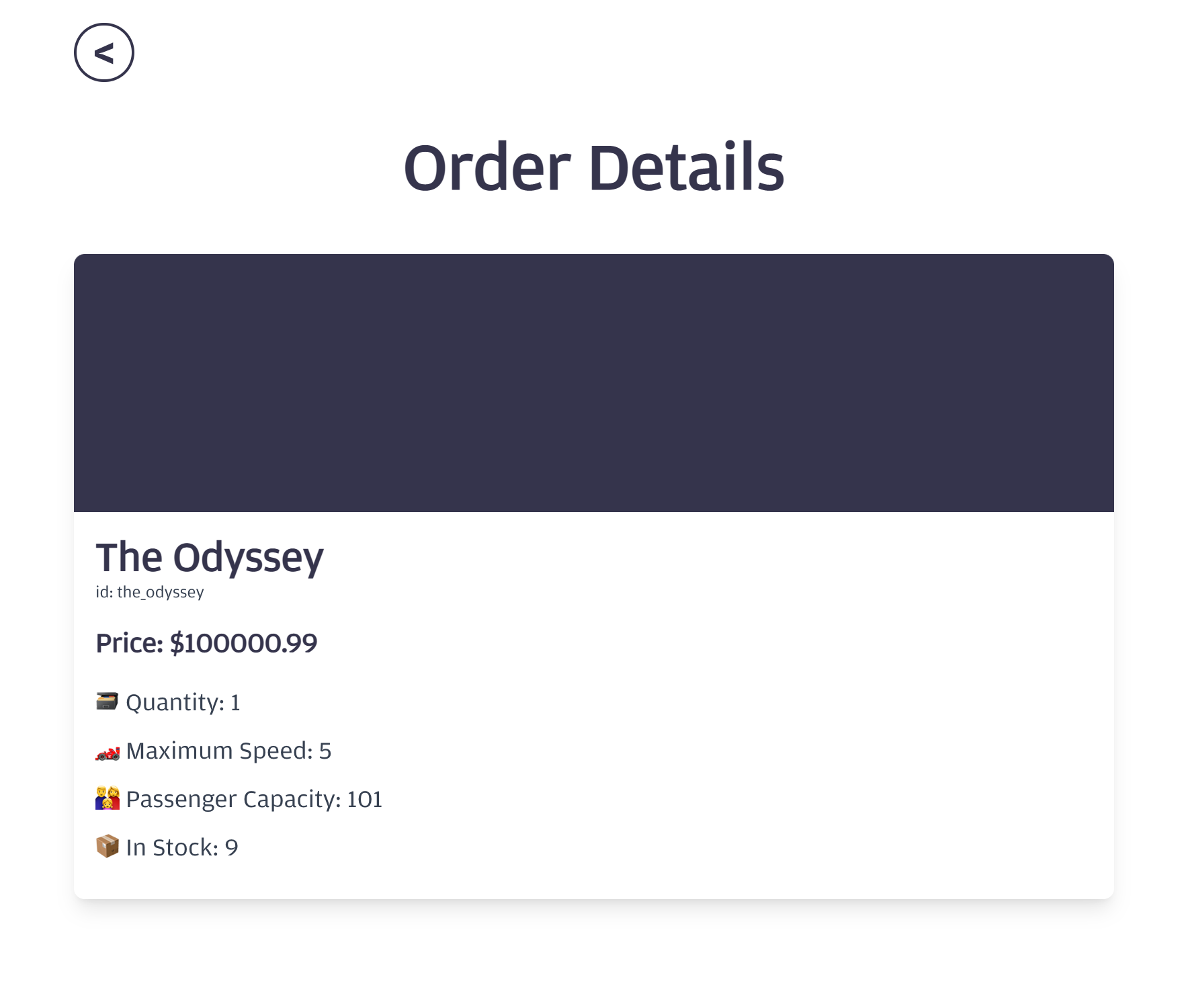 Order Details page