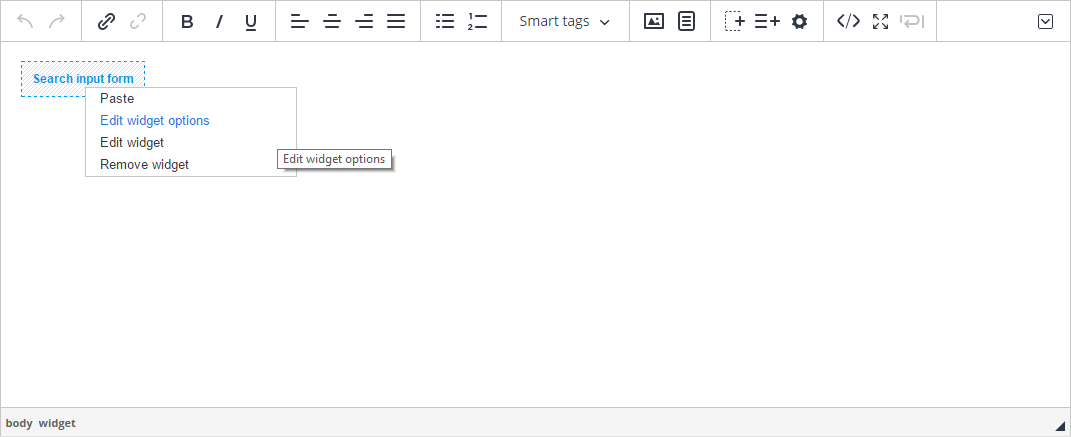 Widget-in-widget context menu