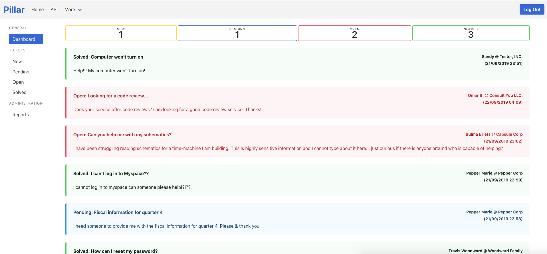 GitHub - iamtravisw/pillar: Customer Support Ticketing System with API ...