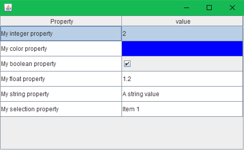 Example image of property sheet