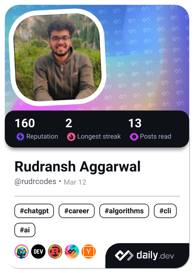 Rudransh Aggarwal's Dev Card