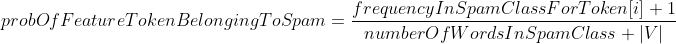 Laplace Smoothing token spam probability