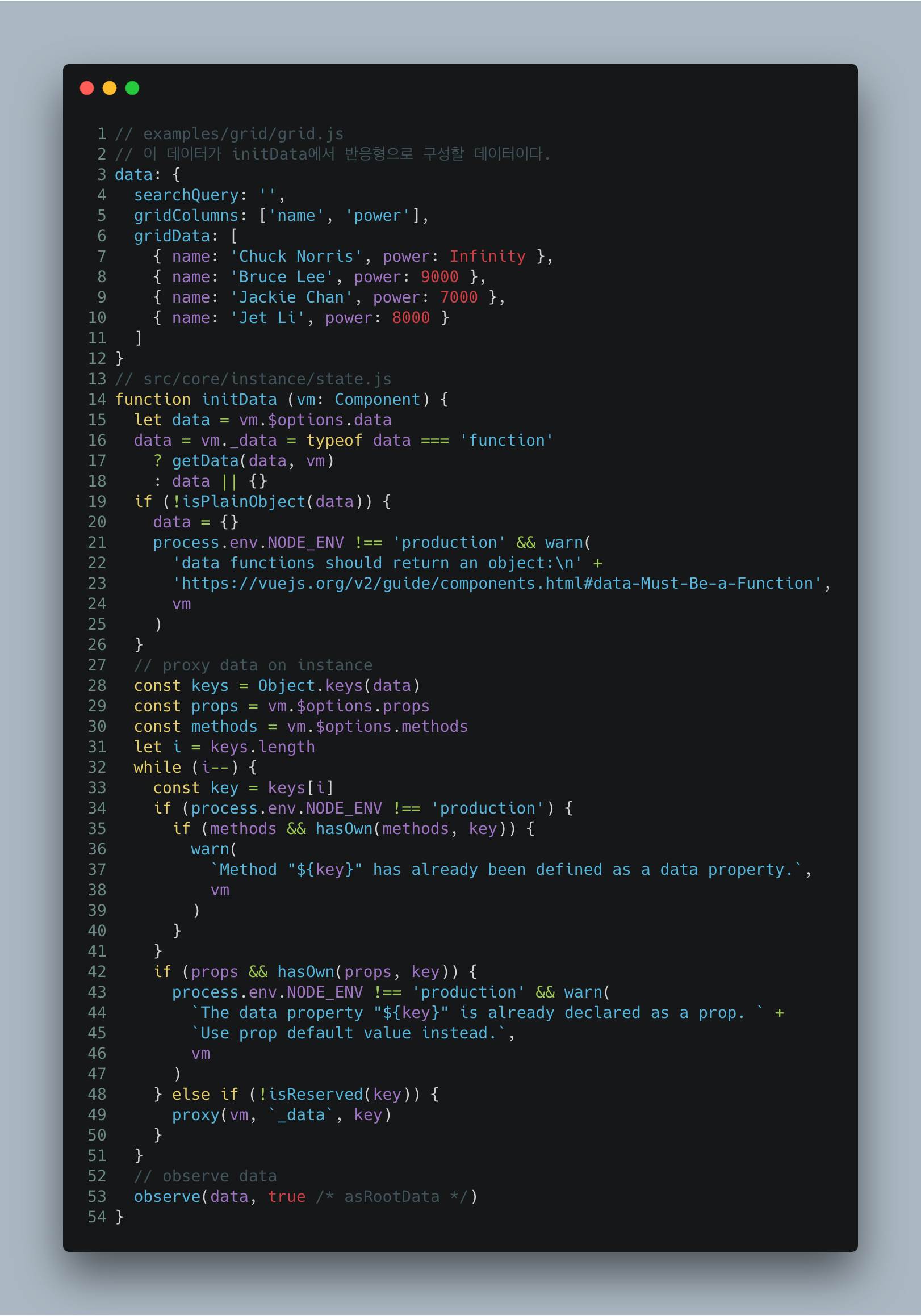 core instance initData