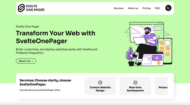 SvelteOnePager Screenshot