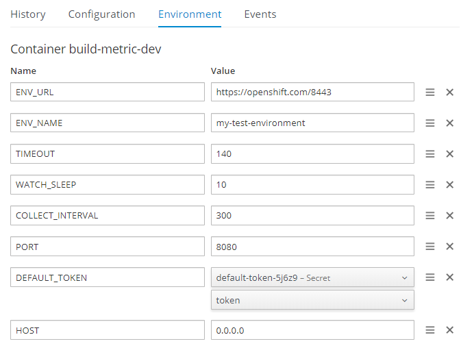 Environment variables example