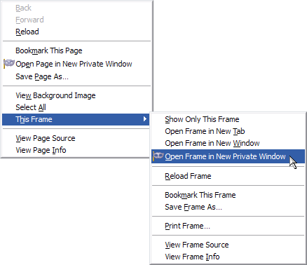 Frame context menu