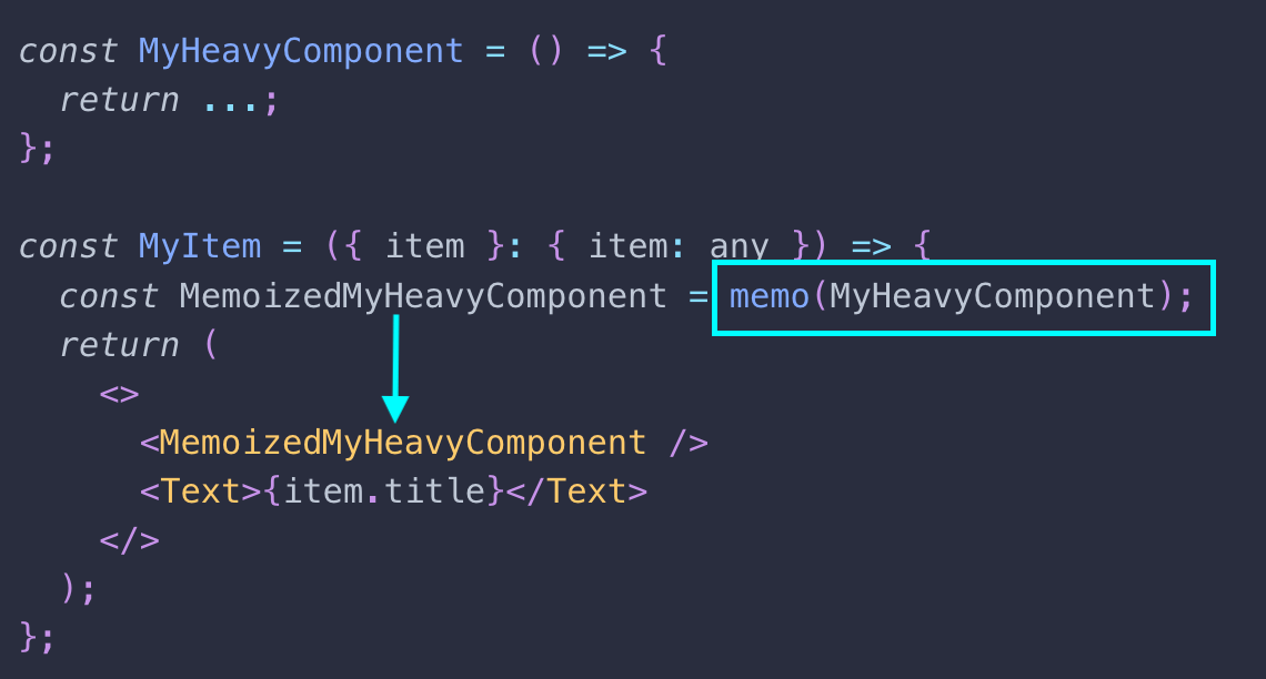 Put <MyHeavyComponent/> component body in memo