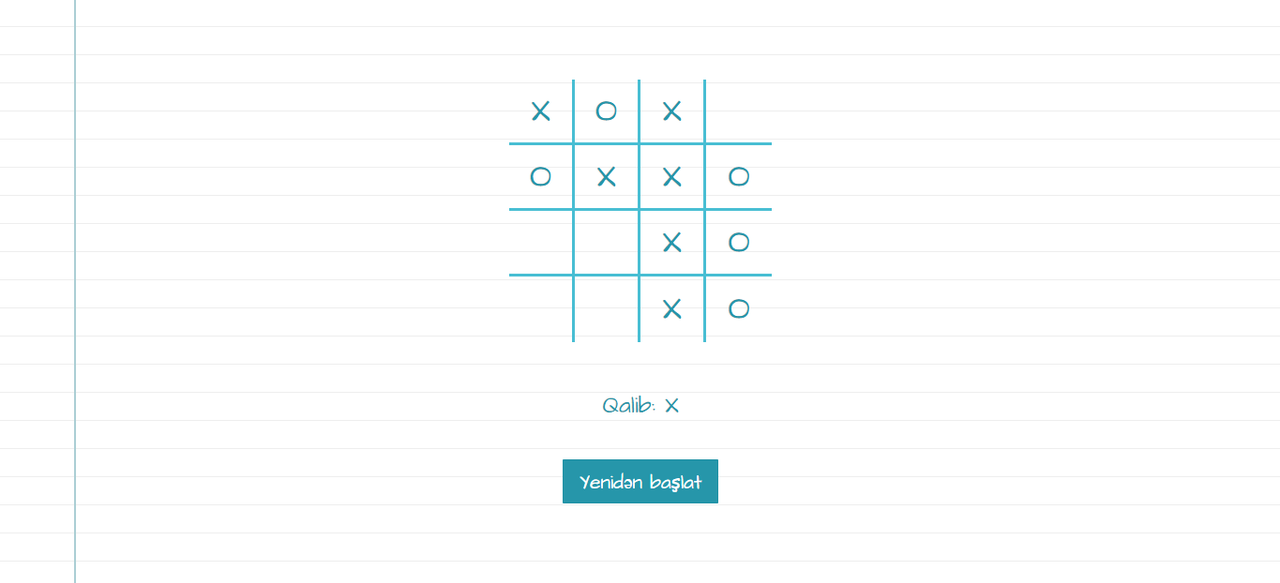 Tic tac toe game screenshot