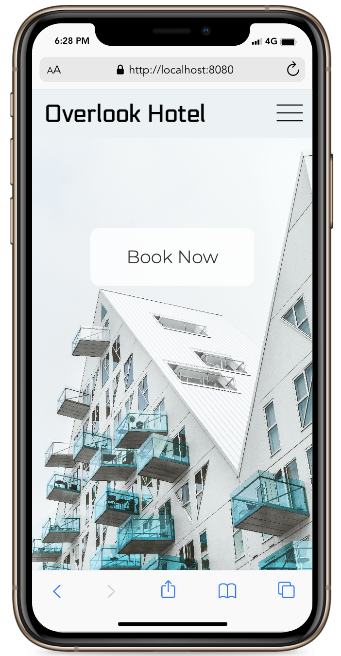 overlook hotel splash page on mobile