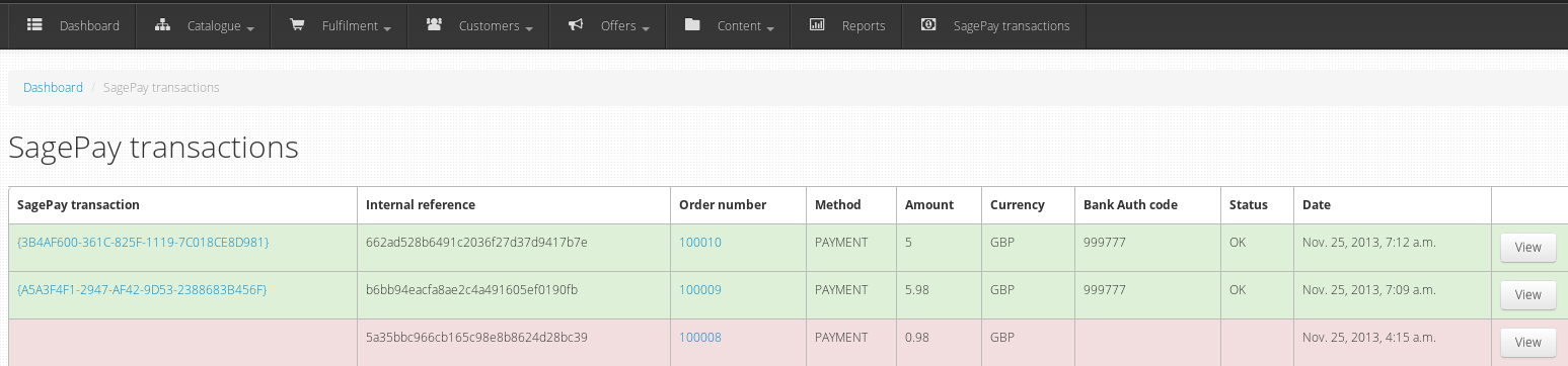 Transactions admin dashboard