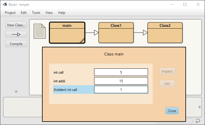 Example program in BlueJ